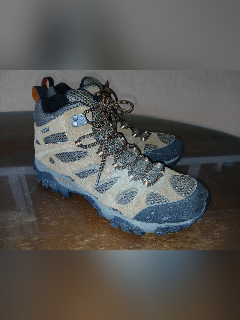 Merrell Moab Mid Waterproof Hiking Boots Men's Size 10 Tan Navy